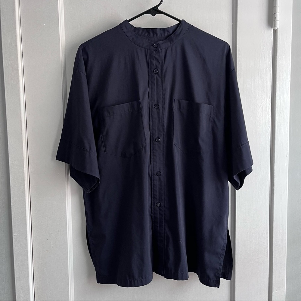 Oversized Boxy Navy Button Down Sz M Japan